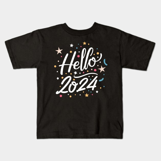 New Year Eve Party Happy New Year 2024 Hello 2024 Kids T-Shirt by larfly